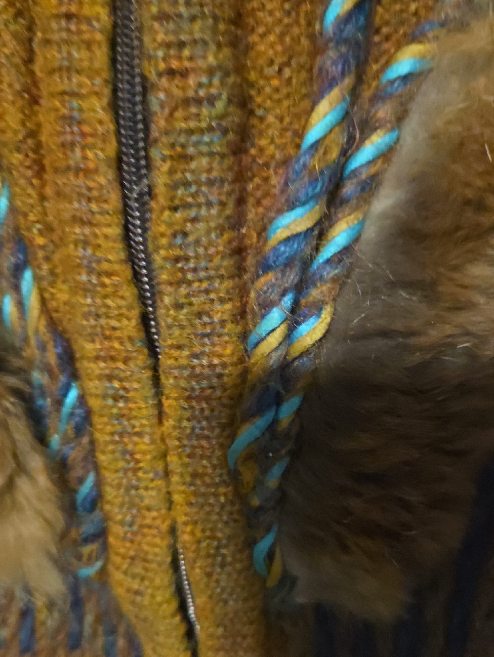 Embellished Brown Knit Zip Up Sweater with Fur Trim. - Picture 15 of 15